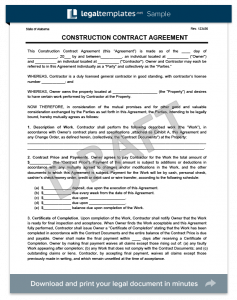 construction contract sample construction contract agreement template