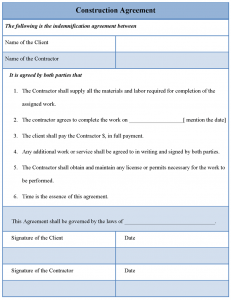 construction contract template construction agreement template