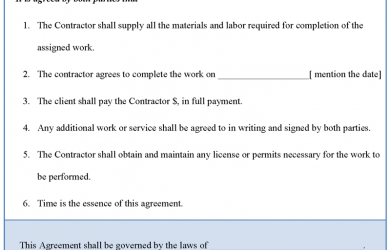 construction contract template construction agreement template