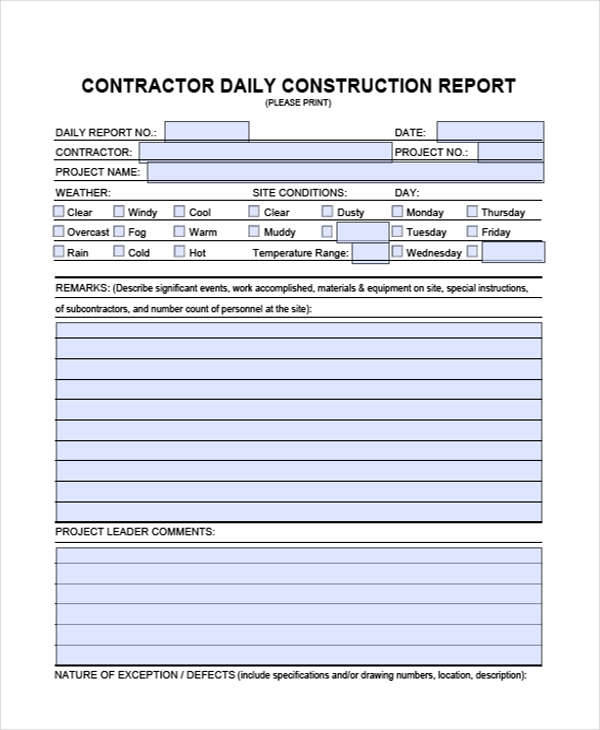 construction daily report
