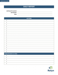 construction daily report template business templates daily report template with lists of action field x