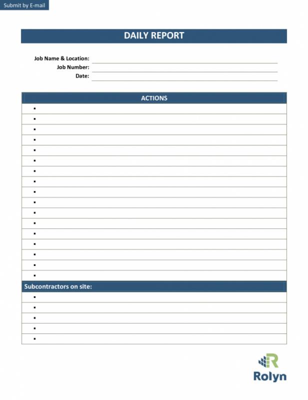 Construction Daily Report Template | Template Business