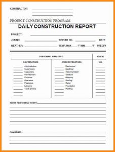 construction daily report template construction daily report template excel