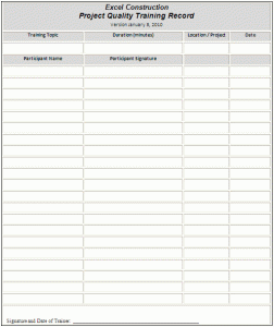 construction punch list template sop form example