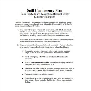 contingency plan example spill contingency plan pdf template free download