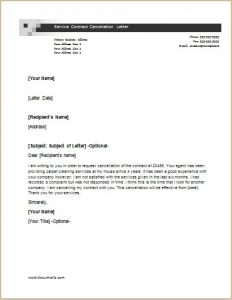 contract cancellation letter service contract cancellation letter