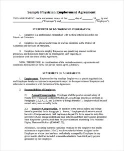 contract for services template physician employment contract agreement