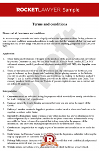 contract for services template terms and conditions for sale of goods to consumers via a website