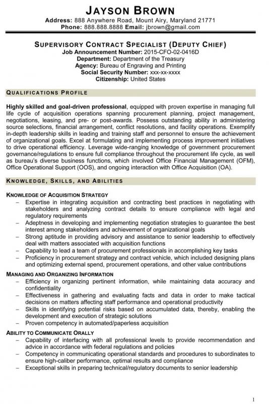 contract specialist resume