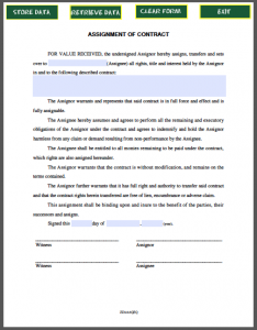 contractor agreement template assignment of contract
