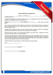 contractor contract sample printable building maintenance agreement form