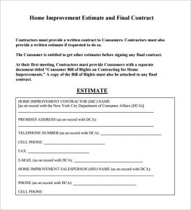 contractor estimate template sample contractor estimate template pdf download