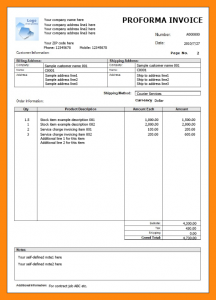 contractor invoice template format of performa invoice