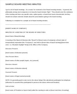 corporate meeting minutes template corporate board meeting minutes template