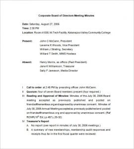 corporate meeting minutes template corporate company meeting minutes template