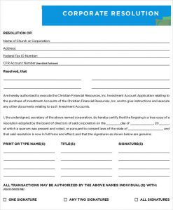 corporate resolution template blank corporate resolution form