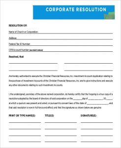corporate resolution template blank corporate resolution form sample