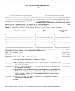 corporate resolution template corporate authorization resolution form