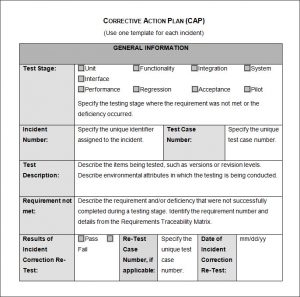 corrective action plan corrective action plan cap template