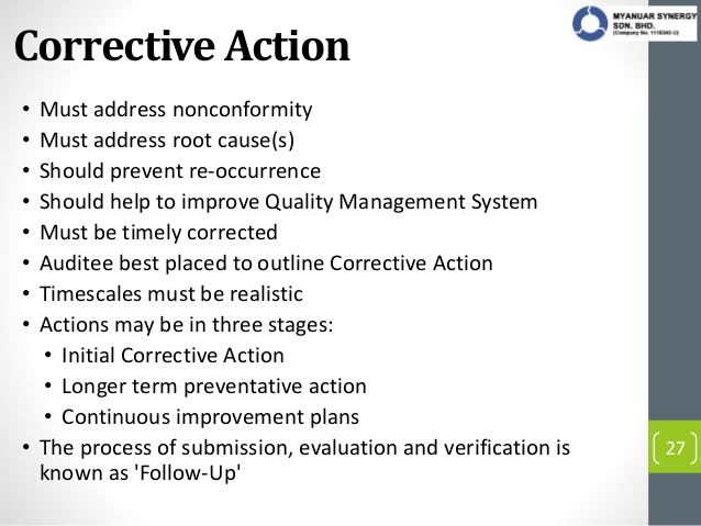 corrective action plan example