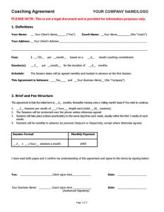 counseling intake form coaching agreement contract sample template u p