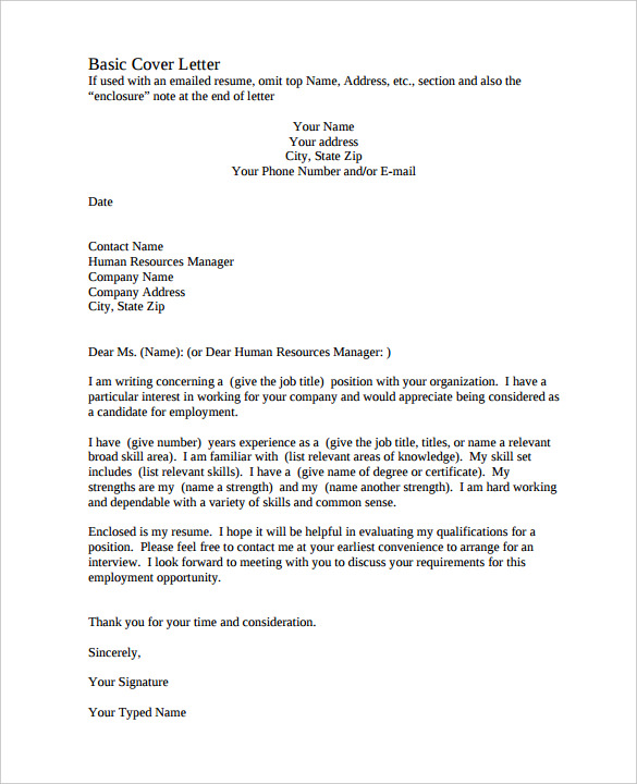 cover letter template free