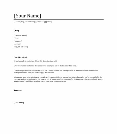 cover letter template word doc