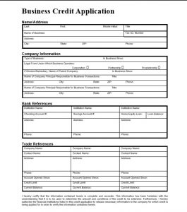 credit application form pdf business credit application form