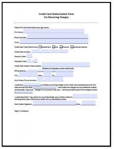 credit card authorization form pdf recurring credit card authorization form