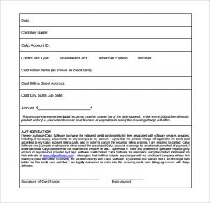credit card authorization form template word simple credit card authorization form