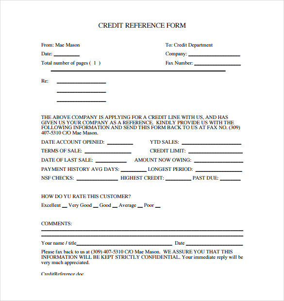 credit reference form