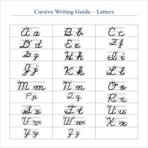 cursive writing template cursive writing guide template