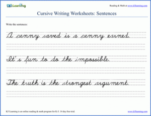 cursive writing worksheets pdf handwriting practice sentences printable