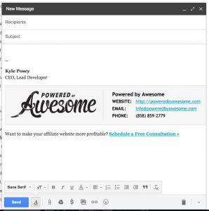 custom e mail signatures screenshot