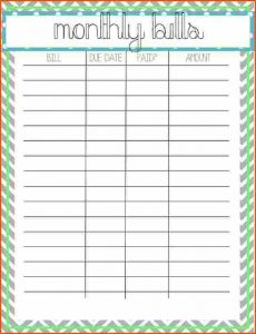cute daily planner monthly bill template