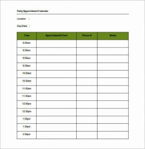 daily agenda template example daily appointment calendar schedule template word doc