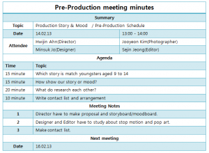 daily agenda template pre production meeting