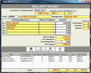 daily attendance sheet salary sheet
