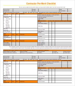 daily checklist template contractor pre work checklist