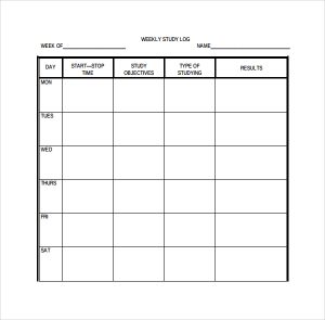 daily log sheet weekly study log template