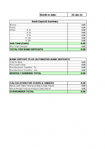 daily log template daily banking summary sheet