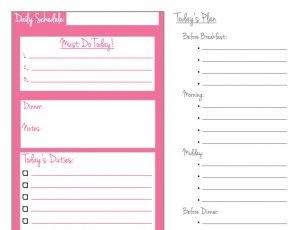 daily meal plan template daily schedule