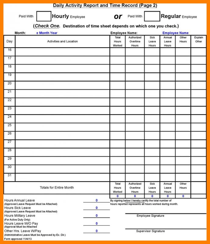 daily reports template