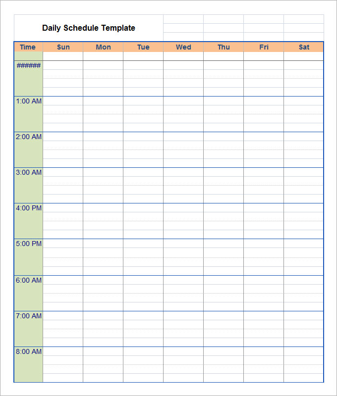 daily schedule template