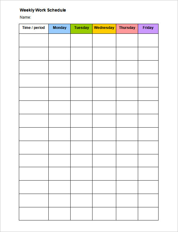 daily schedule template word