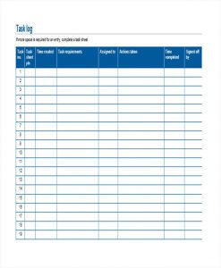 daily task list template task log sheet template