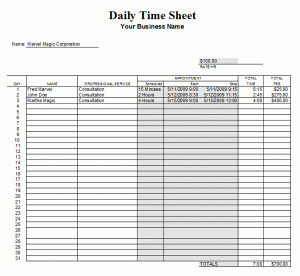 daily time sheet daily timesheet template