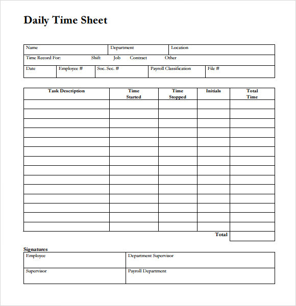 daily time sheet