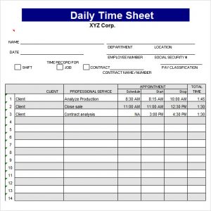 daily timesheet template daily timesheet template excel free download