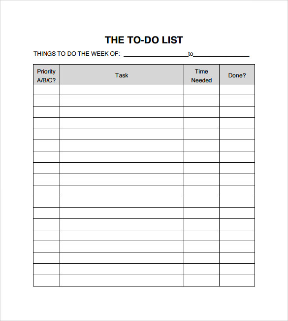 daily to do list templates